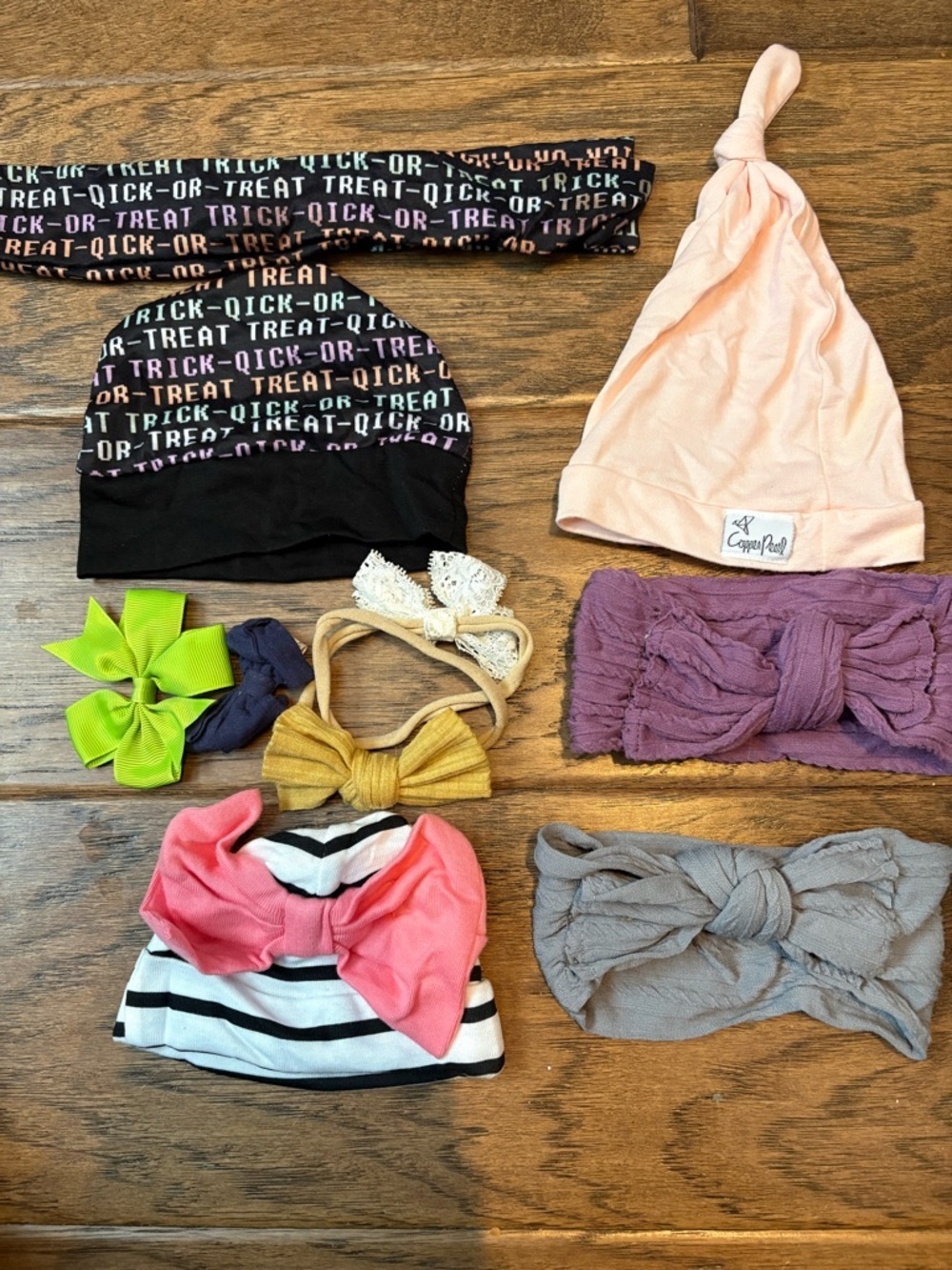 Assorted Kids Headband & Beanie Set — Pink Beanie with Mix of Colorful Headbands